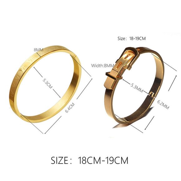 2/$35 💗 2 PC Royal Roman Buckle Numeral Cuff Bracelets Bangles Black - Picture 10 of 10